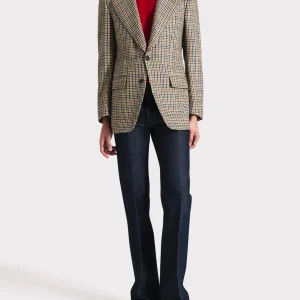 VESTE DROITE EN SERGÉ DE LAINE - PIED-DE-POULE MULTICOLORE