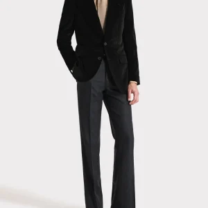 VESTE DROITE EN VELOURS DE COTON - NOIRE