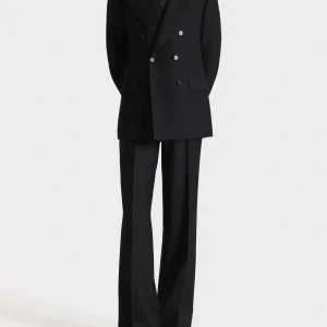 COSTUME CROISÉ EN SERGÉ DE LAINE - NOIR