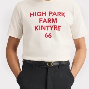 T-SHIRT GRAPHIQUE EN JERSEY DE COTON - BLANC CASSÉ ET ROUGE