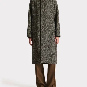 CAR COAT EN TWEED DE LAINE ET POLYESTER - NOIR ET BEIGE