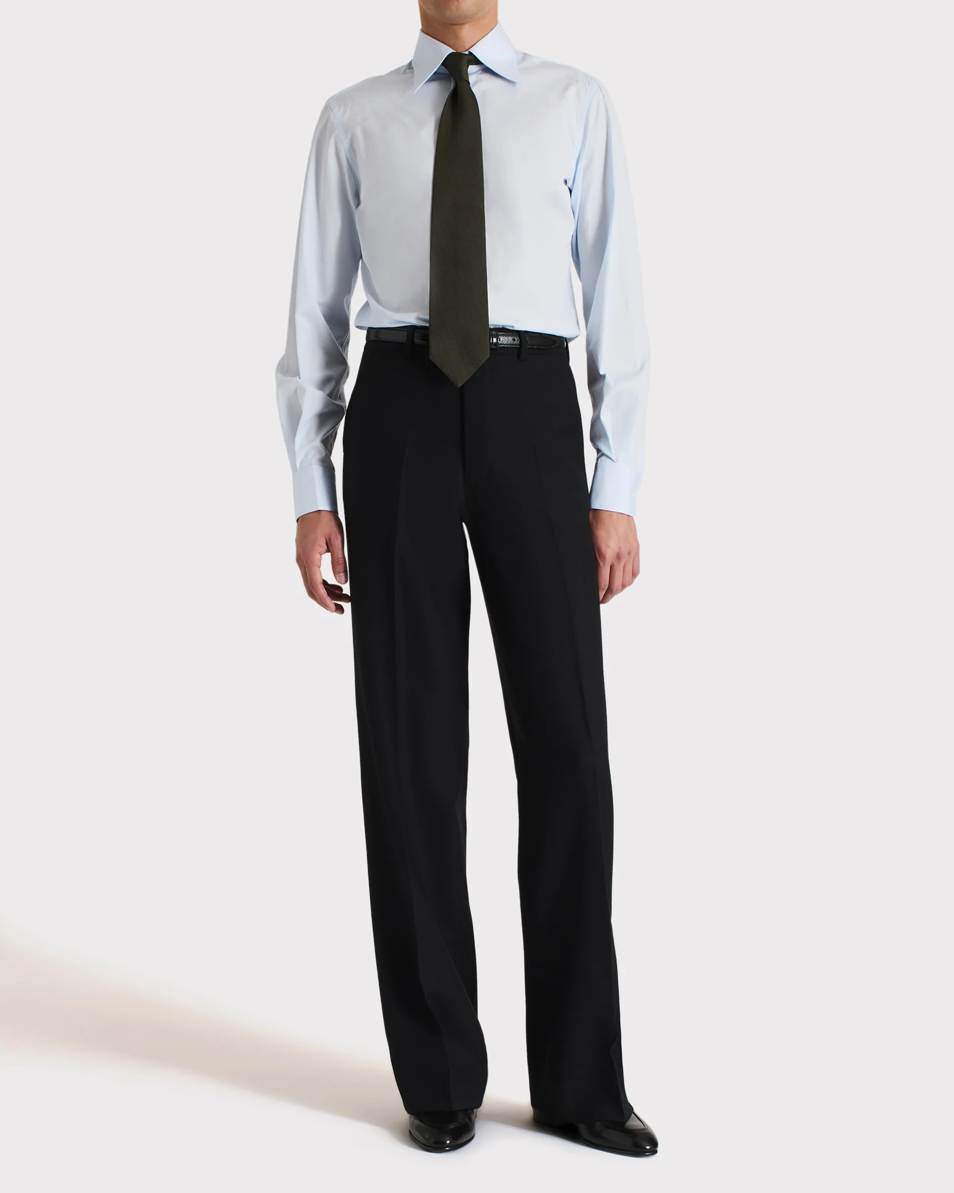 CHEMISE COL LARGE EN POPELINE DE COTON - BLEU PÂLE – Image 4