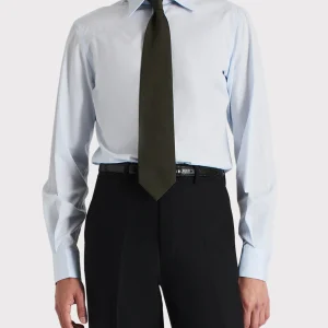 CHEMISE COL LARGE EN POPELINE DE COTON - BLEU PÂLE