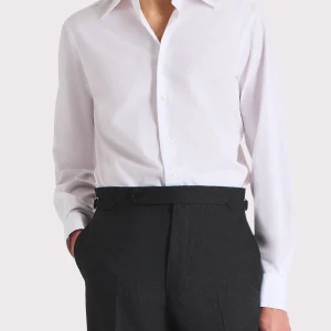 CHEMISE COL LARGE EN POPELINE DE COTON - BLANC