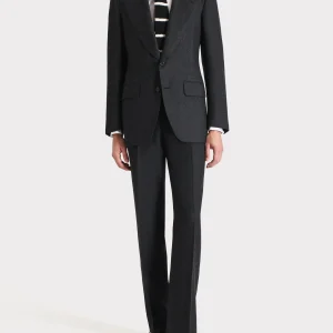 COSTUME DROIT EN FLANELLE DE LAINE - ANTHRACITE