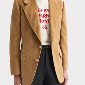 VESTE DROITE EN VELOURS DE COTON - BEIGE