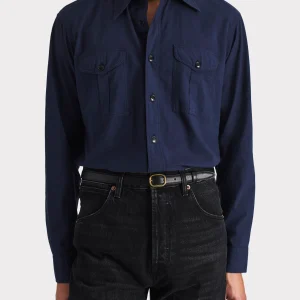 CHEMISE BOY SCOUT EN POPELINE DE COTON - BLEU COBALT FONCÉ