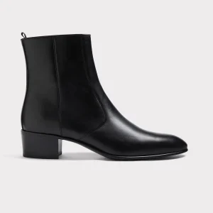 BOTTINES ZIPPÉES EN CUIR DE VEAU BOX - NOIRES