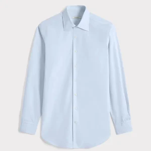 CHEMISE COL CLASSIQUE EN POPELINE DE COTON - BLEU CIEL