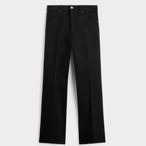 JEAN ÉVASÉ TAILLE HAUTE EN DENIM DE COTON - NOIR