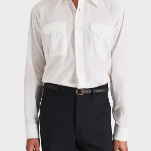 CHEMISE BOY SCOUT EN POPELINE DE COTON - BLANC CASSÉ