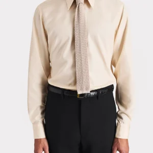 CHEMISE COL LARGE EN POPELINE DE SOIE - VANILLE