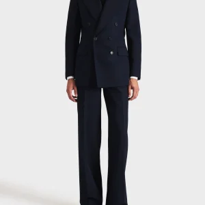 COSTUME CROISÉ EN FRESCO DE LAINE 3-PLY - BLEU MARINE