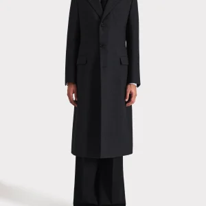 MANTEAU DROIT EN TWEED DE LAINE THORNPROOF - ANTHRACITE