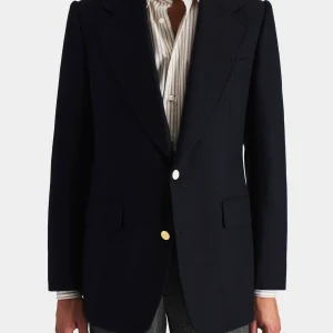 VESTE DROITE EN FLANELLE DE LAINE - BLEU MARINE