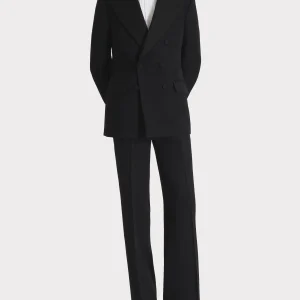 SMOKING CROISÉ EN GRAIN DE POUDRE DE LAINE - NOIR