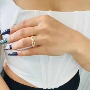 Bague réglable plaqué or 22K