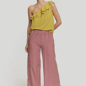 Pantalon droit taille haute en viscose