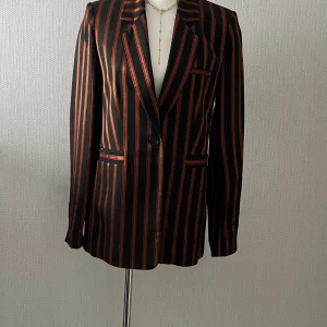 CLAUDIE PIERLOT Blazer à Rayures Marron et Noir - Coupe Droite Oversize