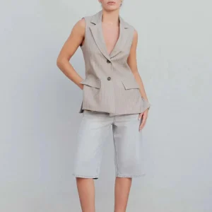 Bermuda jean gris clair oversize