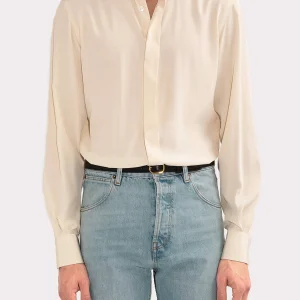 CHEMISE COL CLASSIQUE EN CRÊPE DE SOIE - BEURRE