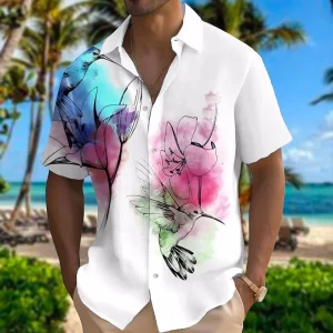 Chemise A Fleur Homme  Elégante Retro