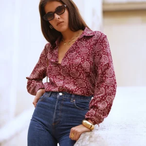 Chemise Imprimé Cachemire Bordeaux