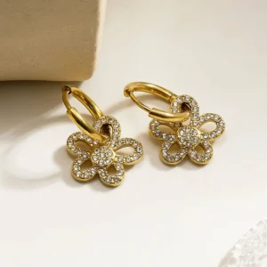 Créoles Fleur et Coeur Scintillant