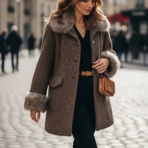 Manteau Laine Col Fourrure