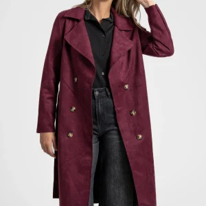 Trench femme ceinture polyester extensible coupe manteau manches longues