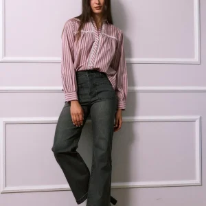 Jean Flare Gris Délavé