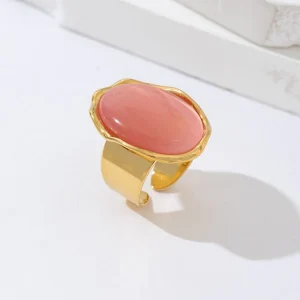 Bague Dorée Pierre Ovale