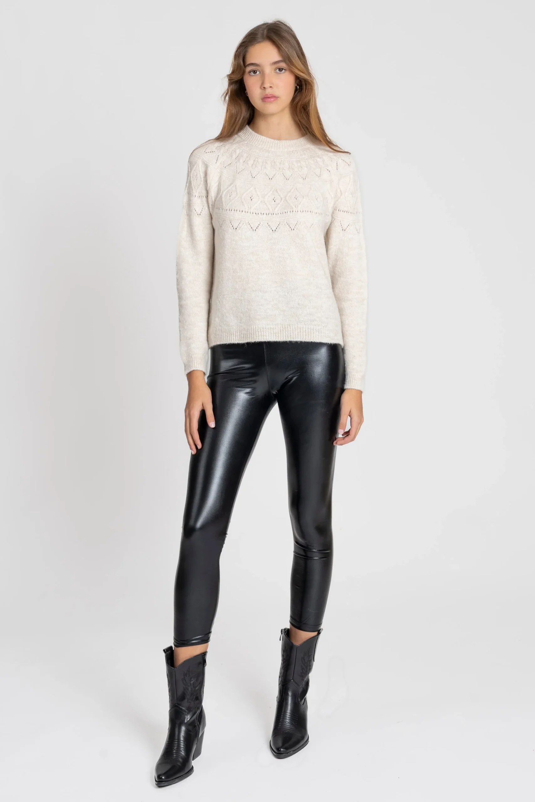 Legging noir brillant femme Taille haute Coupe ajustée extensible