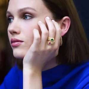 Bague Serpent Élégante en Or Avec Pierres Précieuses - Bijou Unique Sapiato