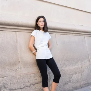 Blouse blanche col V froncée