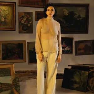 Blouse en Mousseline de Soie Beige