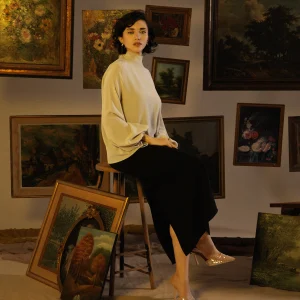 Blouse en Soie Beige