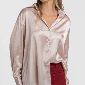 Blouse satinée élégante – Coupe ample – Col chemise