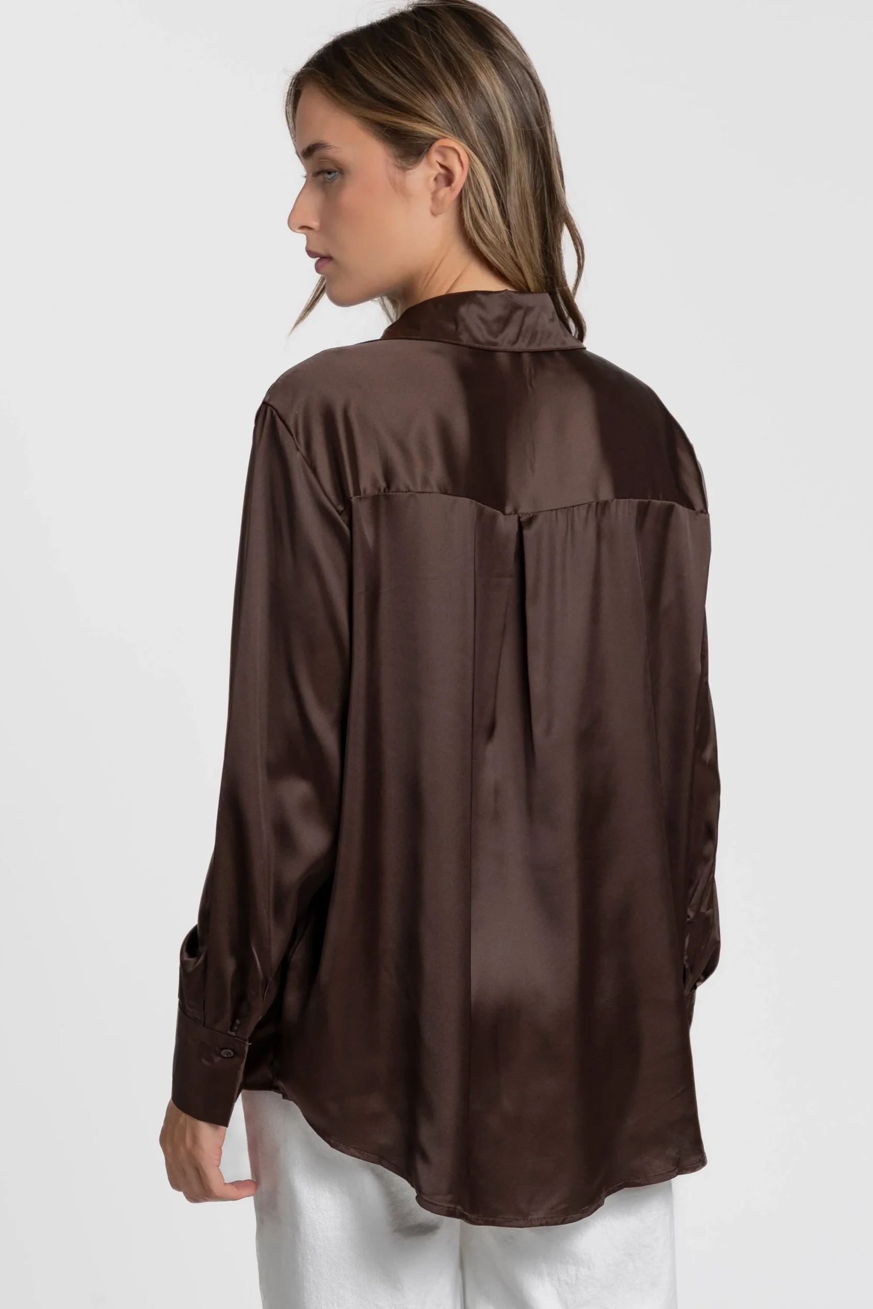 Blouse satinée élégante – Coupe ample – Col chemise – Image 9