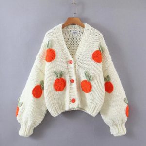 Cardigan chic maille orange