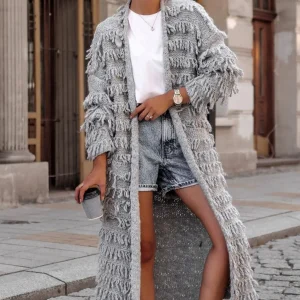 Le Cardigan Long à Franges pour Femme Style Et tendance