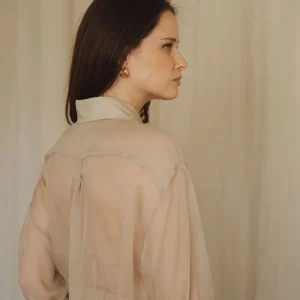 Chemise en Soie pour Femme Beige