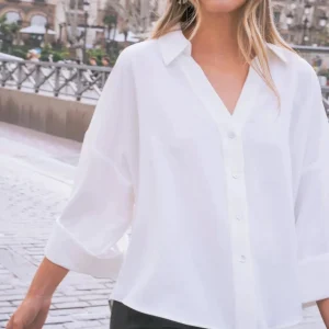 Chemisier ample blanc fluide col V