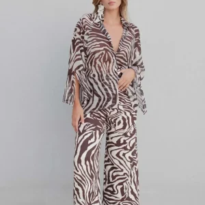 Chemise transparente imprimée zèbre