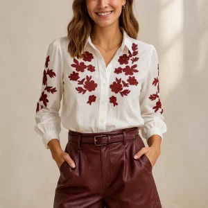 Chemise Fleurs Rouge ou Marron