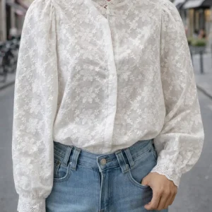 Chemise Blanche Dentelle Fleurie