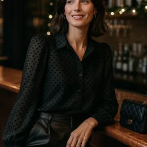 Chemise Plumetis Noir ou Marron