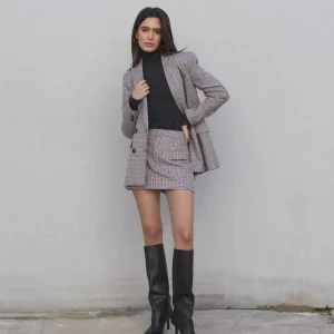 Blazer Femme Double Boutonnage À Carreaux