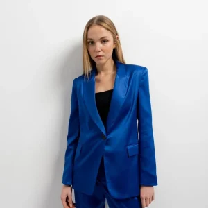 Blazer Bleu Roi Satiné