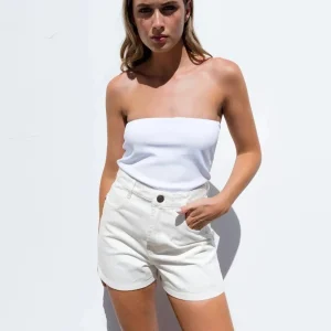 Short en jean écru taille haute